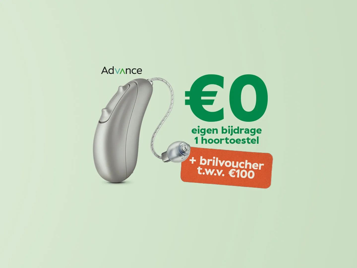Nu 1 hoortoestel €0 eigen bijdrage + brilvoucher t.w.v. €100